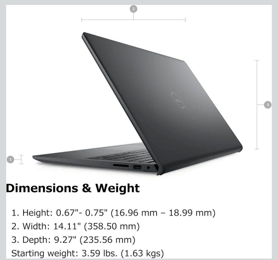 Dell Inspiron 15 Laptop, 15.6″ FHD, 8Core AMD Ryzen 7 7730U, 32GB DDR4 RAM, 1TB.