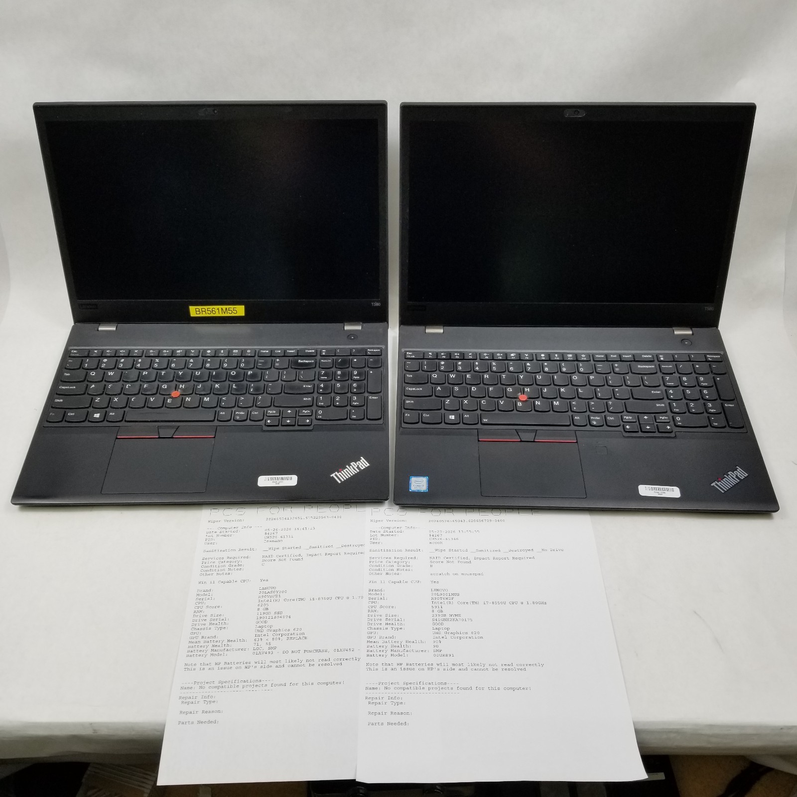 Lot of 7 Lenovo ThinkPad T580 15.6″ Laptop Mixed Specs Core i5 / i7 *Read*