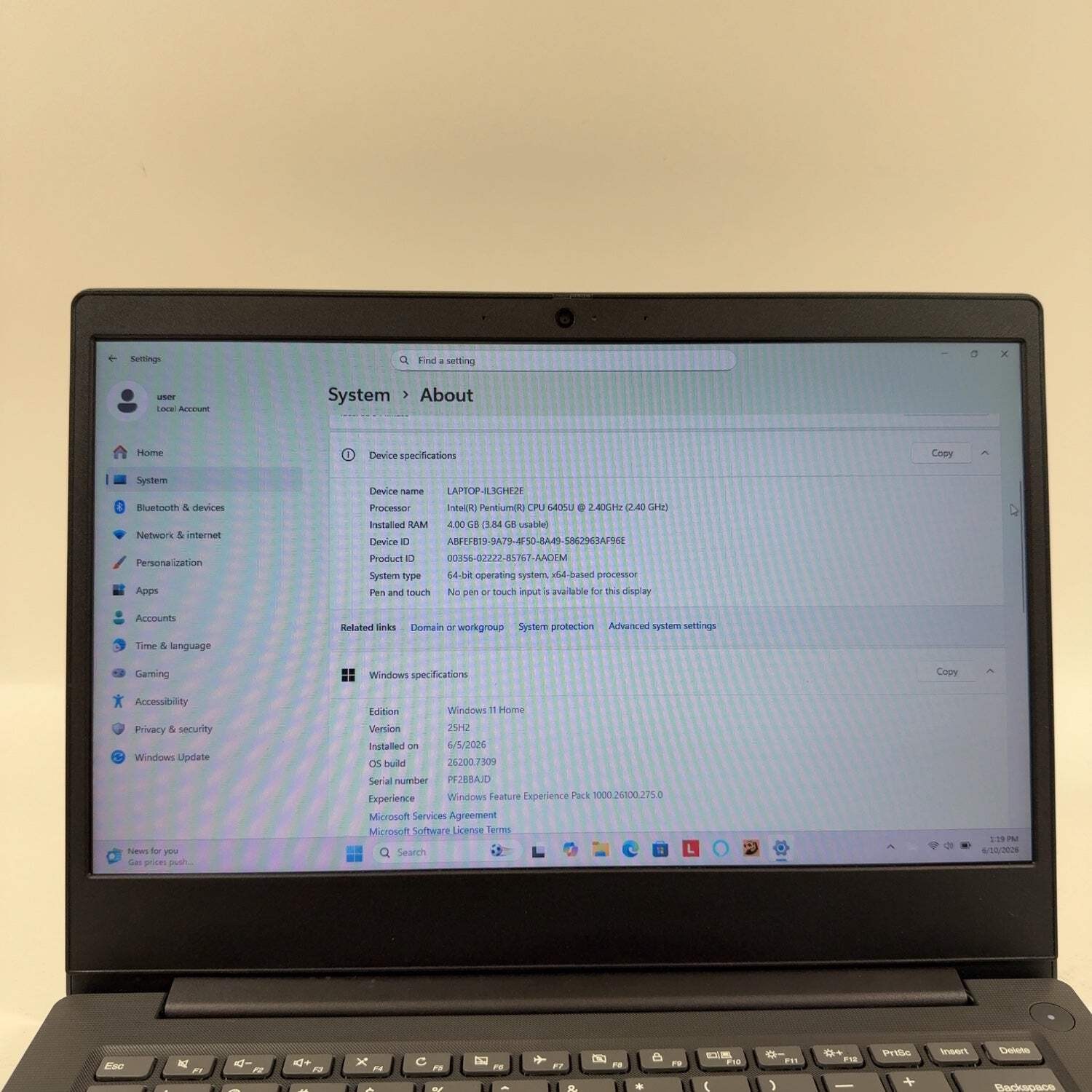Lenovo IdeaPad 3 81WA 14″ Pentium Gold 6405U 2.4GHz 4GB RAM 128GB SSD READ