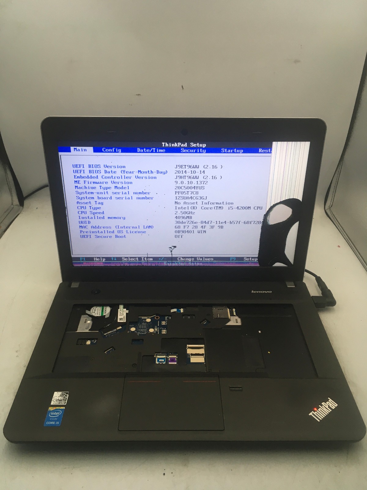 LENOVO THINKPAD E440 – BOOTS TO BIOS/BAD LCD – INTEL I5 4200M – NO RAM -READ- BB