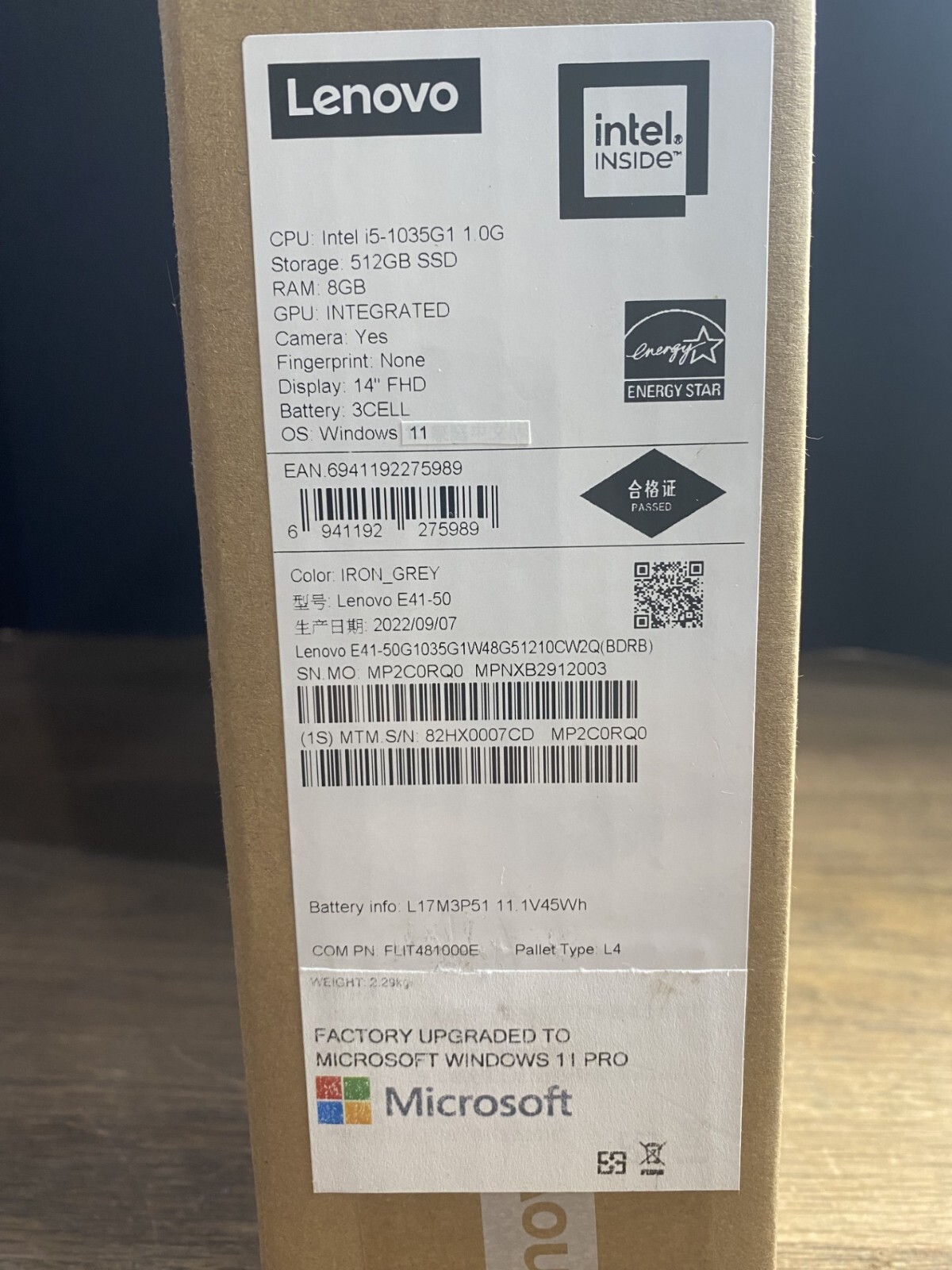 Lenovo E41-50 I5-1035G1 8GB RAM 512GB HDD – NEW OPEN BOX