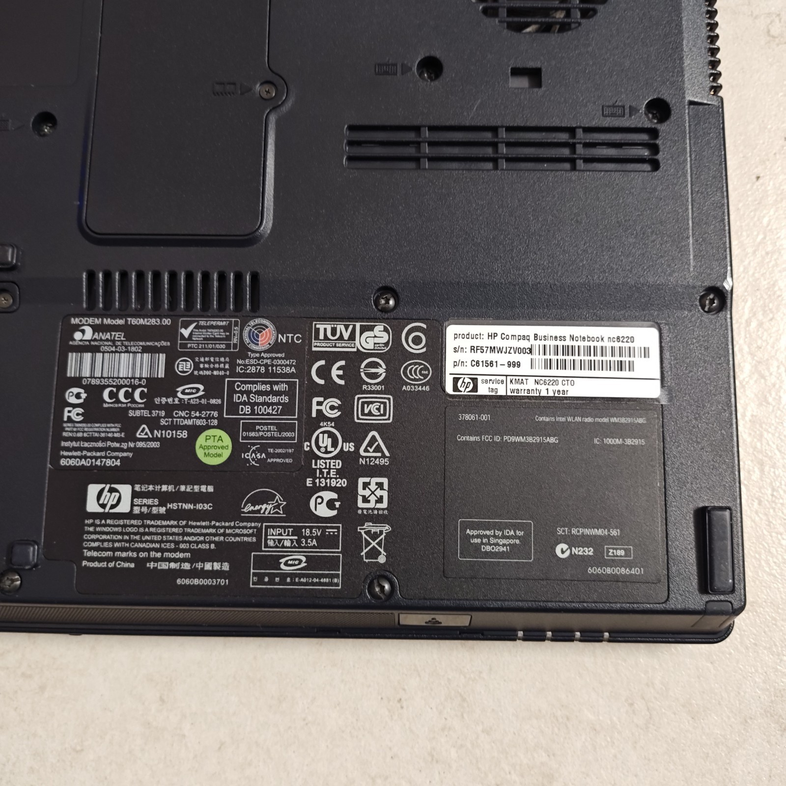 HP Compaq nc6220 14.1″ Windows XP Laptop – NO HDD/512MB RAM – NO POWER #3859