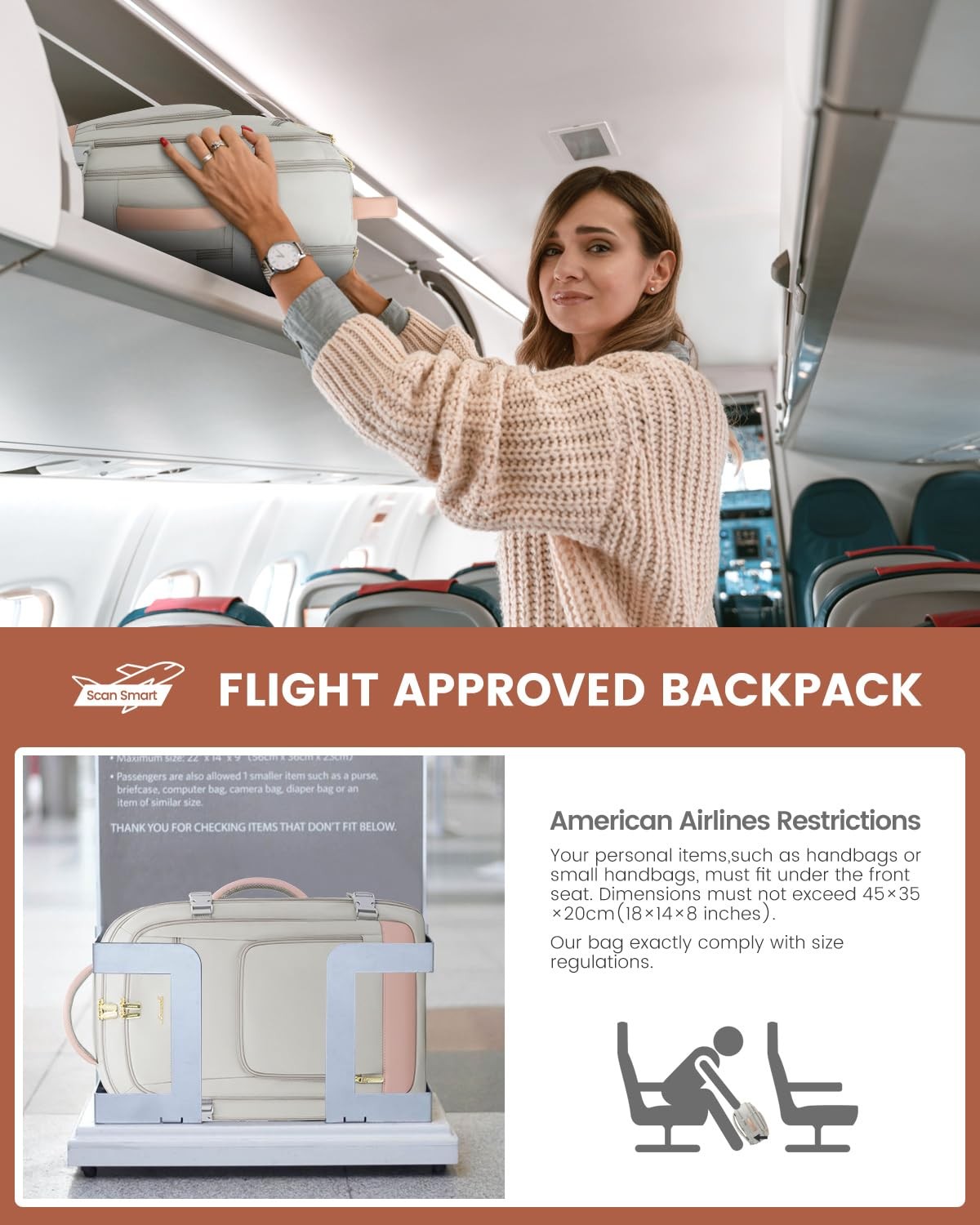 LOVEVOOK 40L Travel Backpack Women Carry On Flight Approved TSA 17″ Laptop