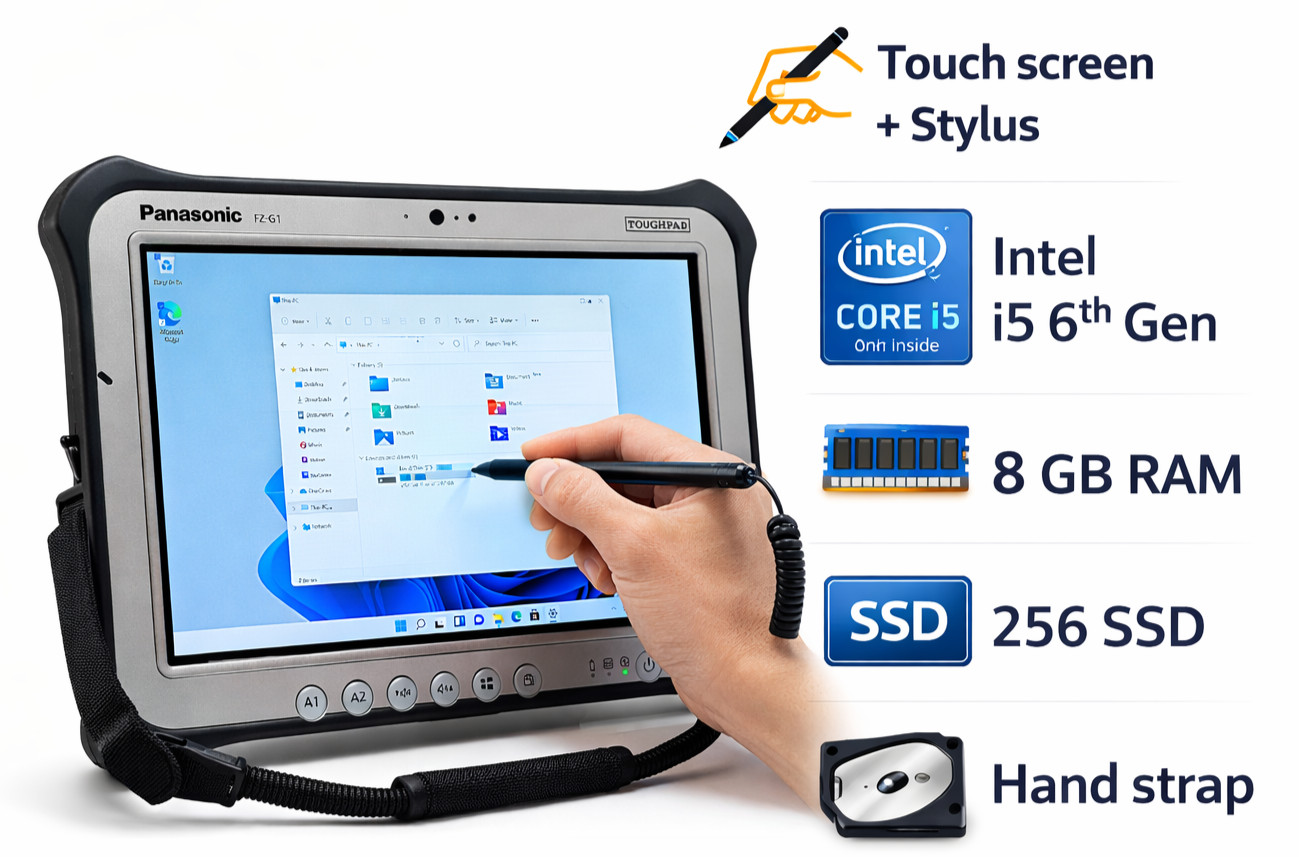 PANASONIC TOUGHPAD FZ-G1 MK5 i5-7th 8GB 512 SSD Diagnostic Win 11 A1