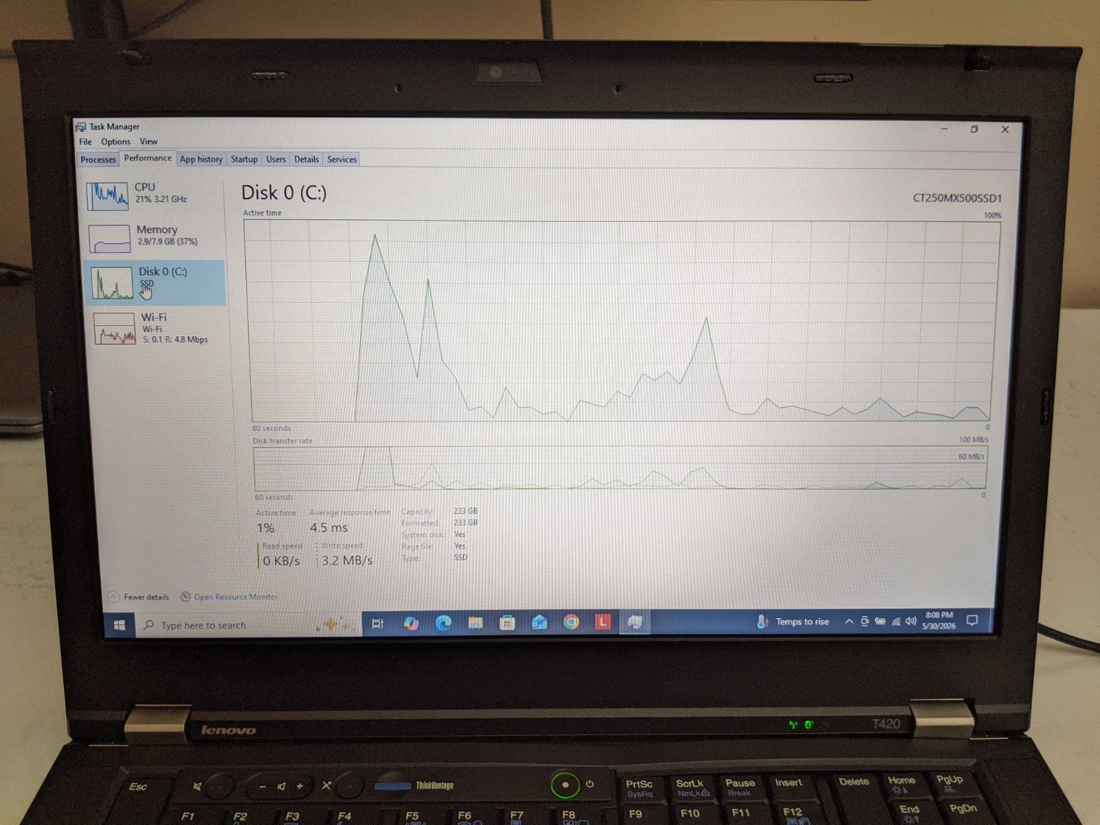 Lenovo ThinkPad T420 Quad Core i7 2720QM 8GB 250GB SSD Win 10 Pro – Grade A
