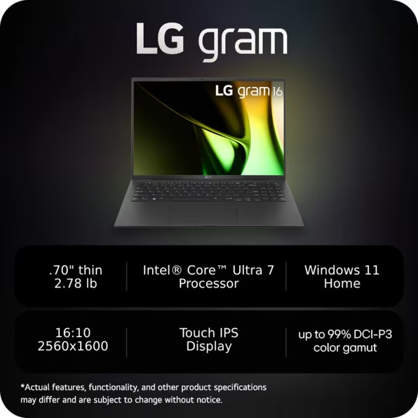 LG GRAM 16 16Z90S-H lightweight AI Touch Laptop Ultra 7 32G 2TB SSD 128GB USB