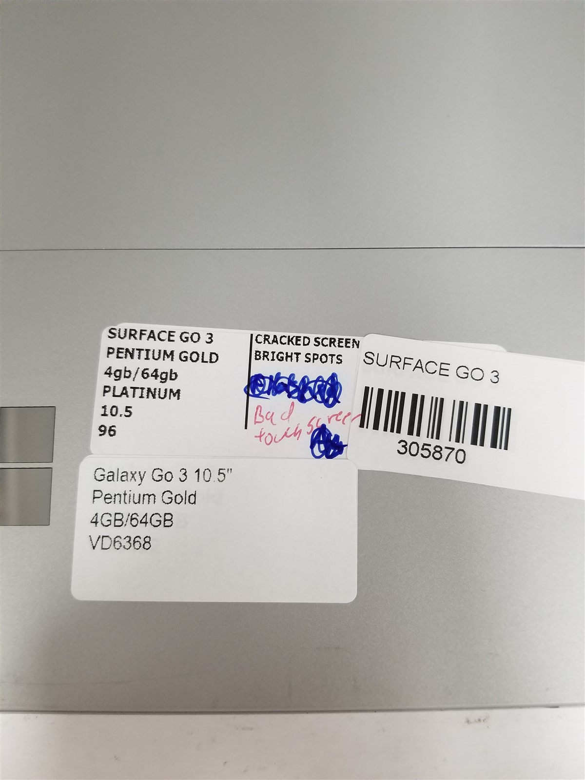 Microsoft Surface Go 3 Pentium Gold 10.5″ 4GB/64GB Silver VD6368