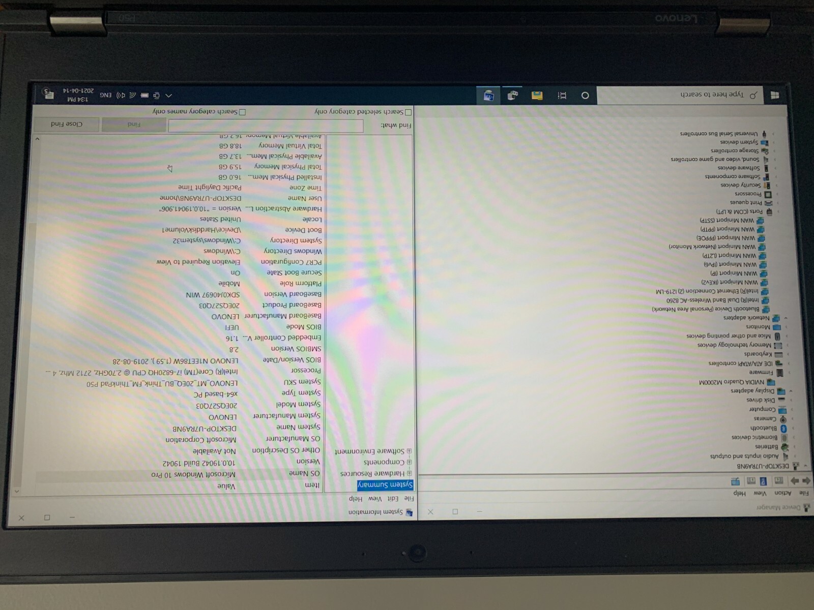 Lenovo P 50 laptop, i7 CPU, 32gb RAM, 256 GB SSD & 500GB HDD.