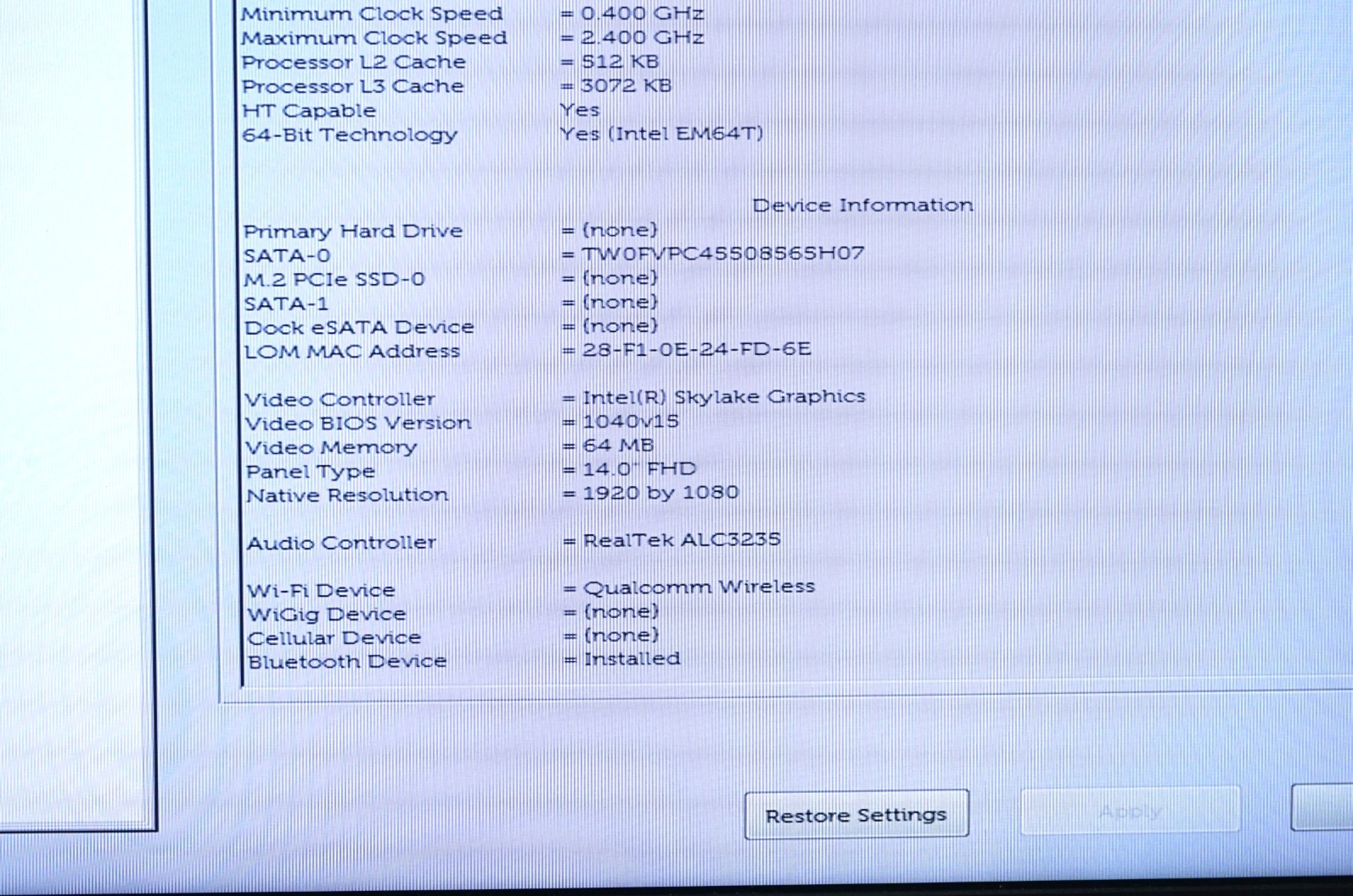 Dell Latitude E5470 14” Laptop – Intel Core i5-6200U 8GB RAM 256GB SSD