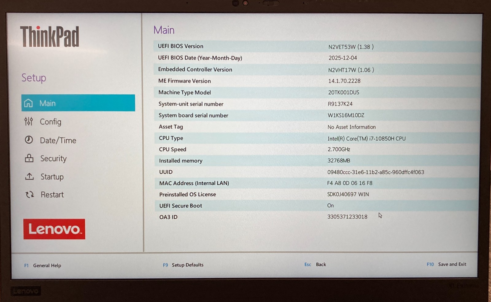 Lenovo ThinkPad X1 Extreme Gen 3 15.6″ Laptop i7-10850H 32GB RAM 512GB NVMe