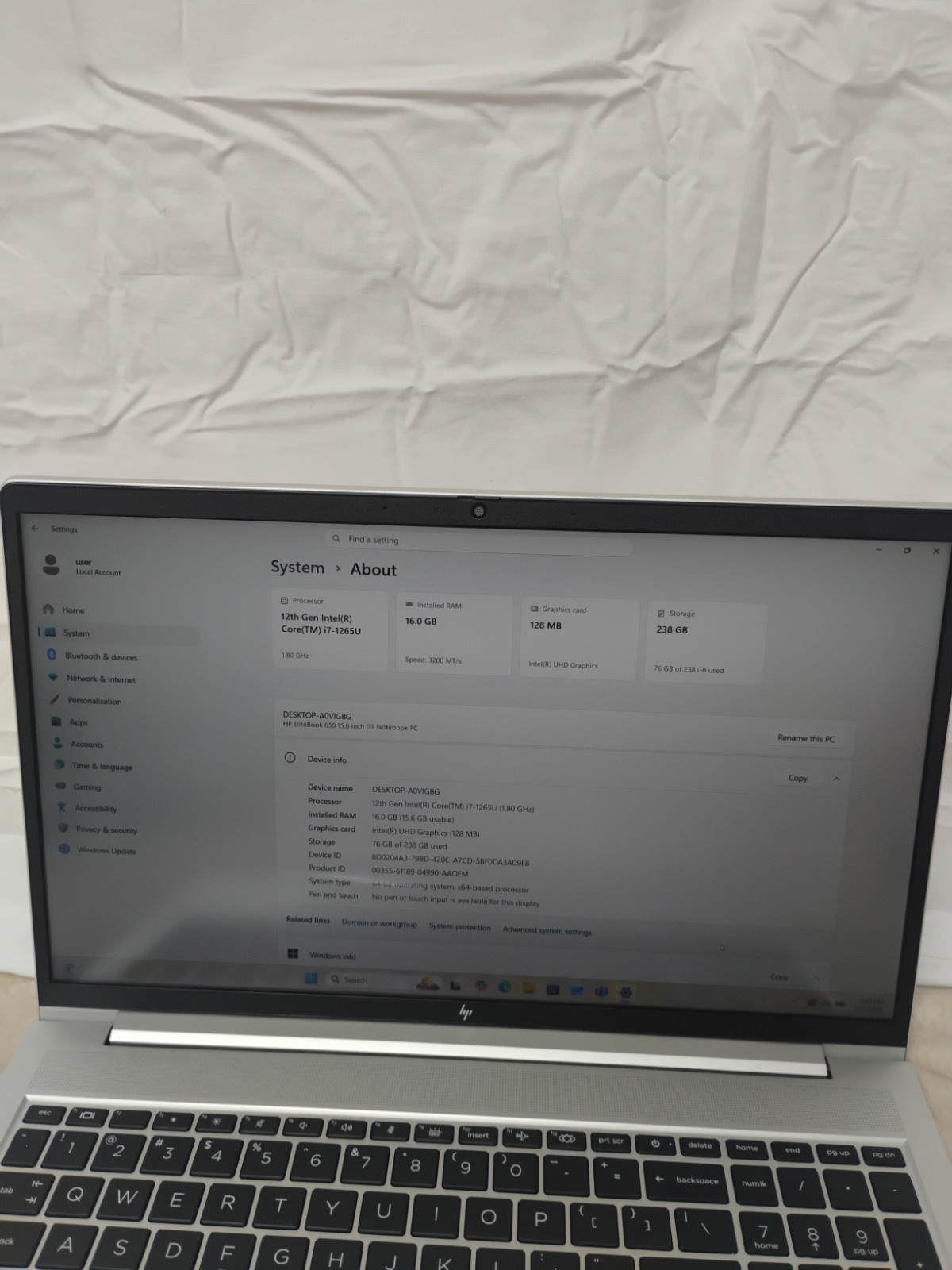 EliteBook 650 G9, i7-12th Gen, 16gb Ram, 256gb SSD, 10 Key, Win 11