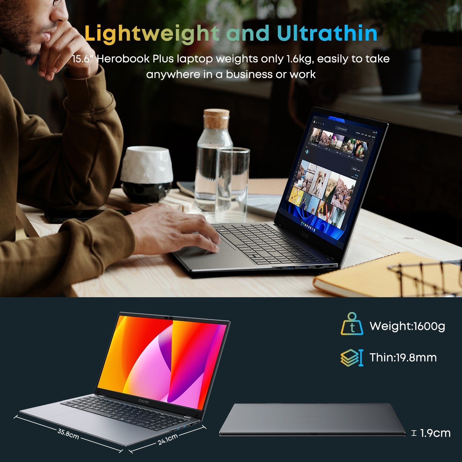 CHUWI 15.6” Laptop 8GB RAM 256G SSD Intel Celeron Quad-Core 2.80 GHz HD 1080P