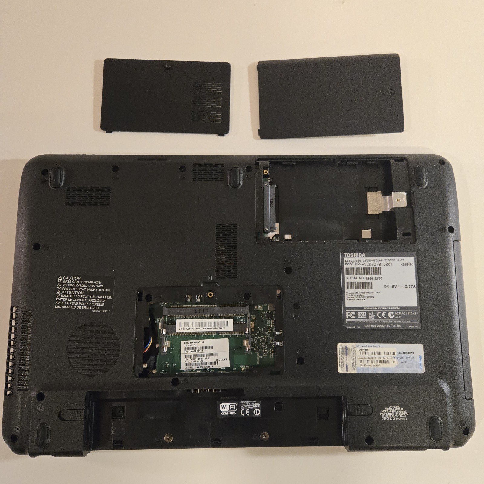 Toshiba Satellite C655D 15″ Laptop AMD C60 NO HDD/Battery/RAM/Power Cable WYSIWG