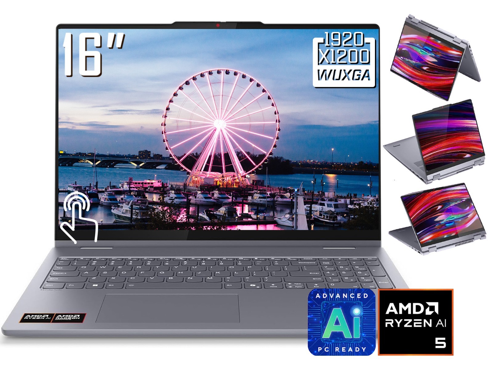 Lenovo IdeaPad 5 2-in-1 16″ WUXGA IPS Touchscreen Display Laptop – AMD Ryzen AI