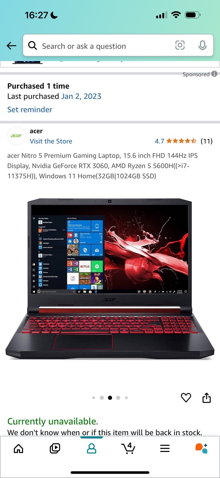 Acer Nitro 5 Premium Gaming Laptop, 15.6 Inch FHD 1440hz