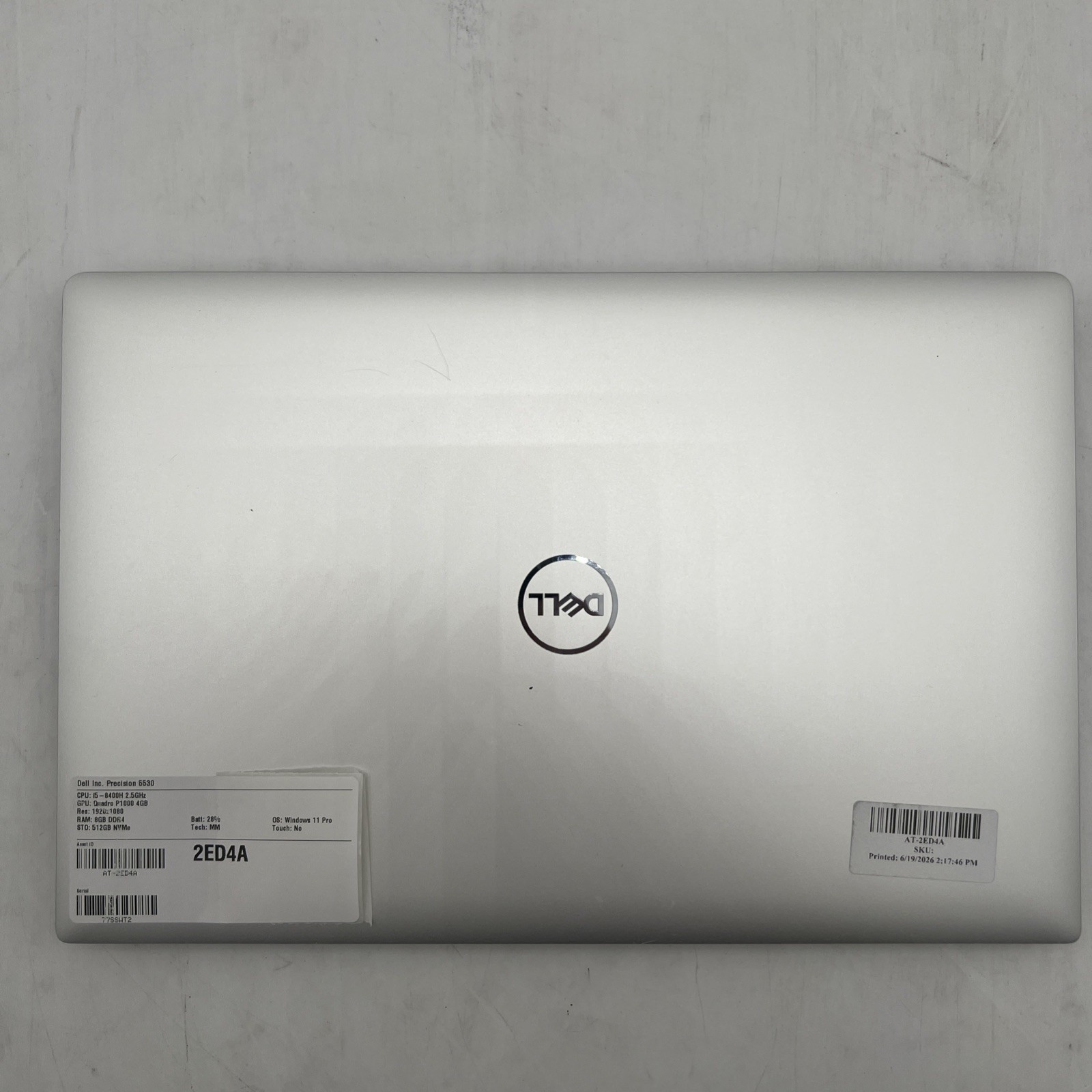 Dell Precision 5530 i5 8400H 2.5GHz 8GB RAM Quadro P1000 512GB SSD Win11P