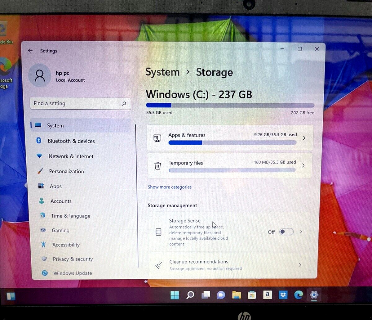 HP 15-EF1081NR 4GB Ram 256GB SSD Laptop Notebook w11h