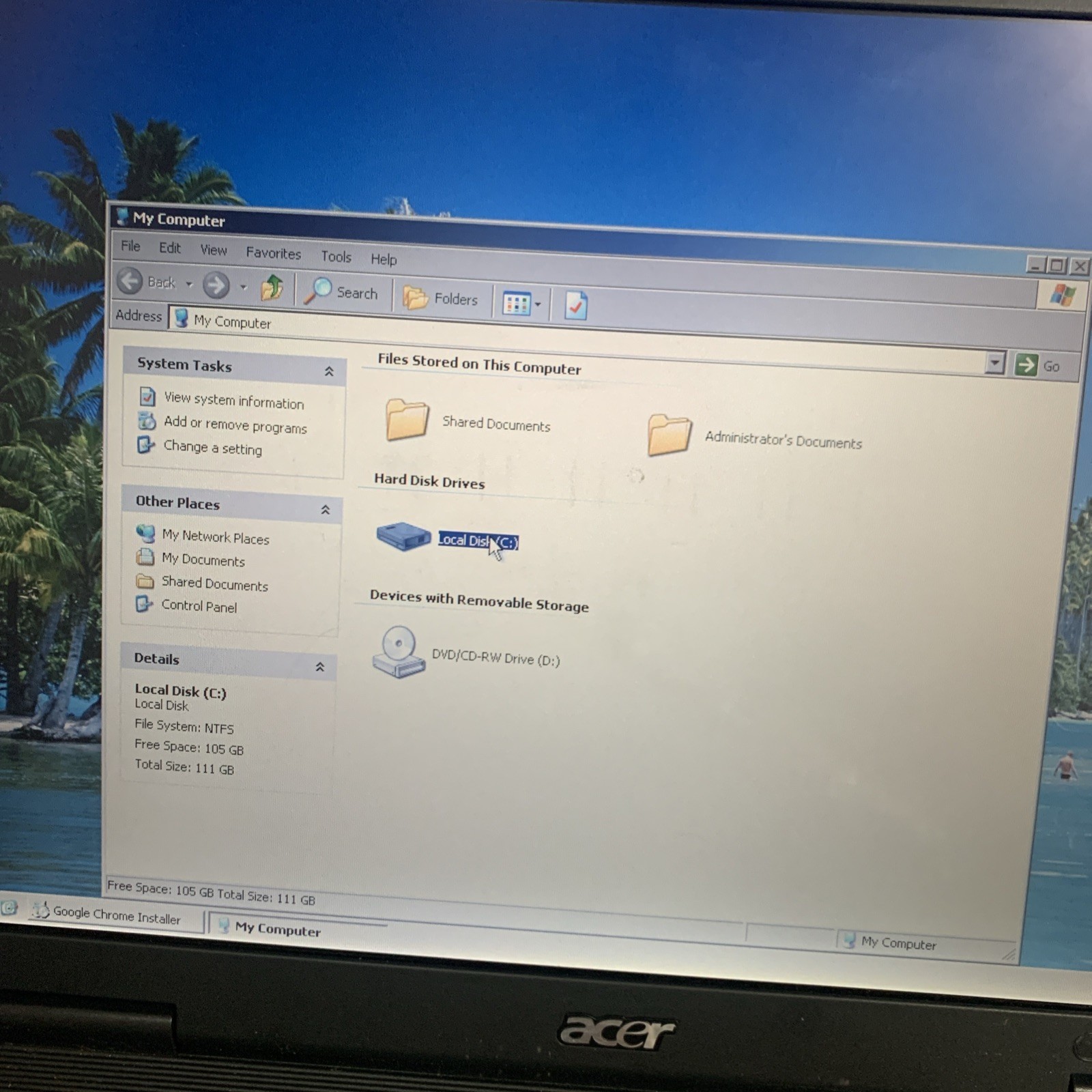 Acer TravelMate 2420 PM 1.7GHZ 1.5GB Ram 120GB HD Windows XP Pro SP3