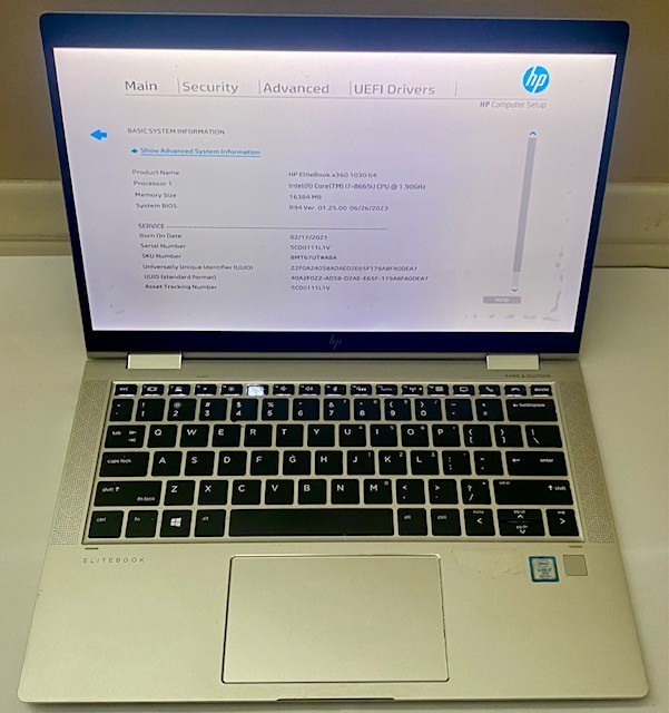 HP EliteBook x360 1030 G4 16GB i7 vPro 8th Gen 1.90GHz 16GB