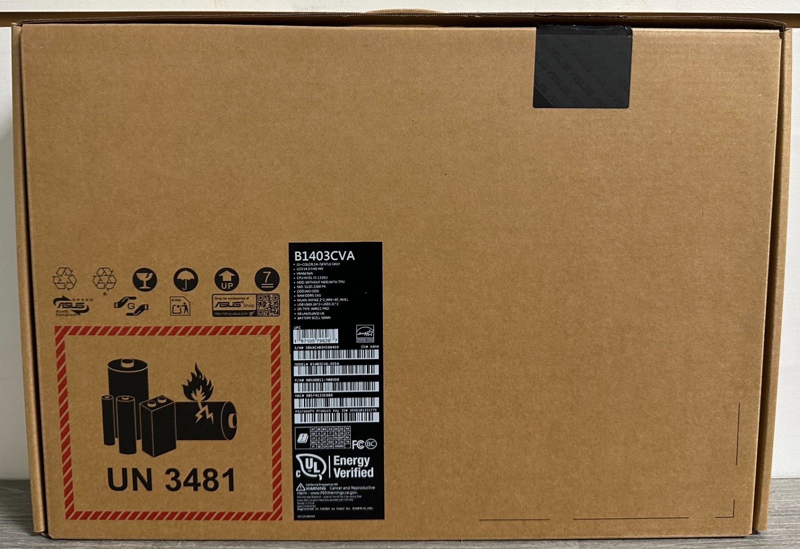 Asus ExpertBook B1403CVA-XS54 14″ Laptop i5-1335U 16GB 512GB SSD W11P