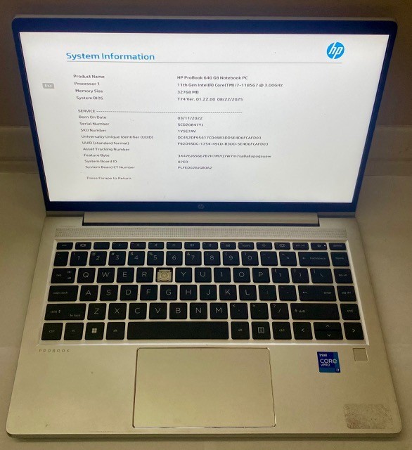 HP ProBook 640 G8 Notebook 32GB CORE I7 VPRO 3.00GHz