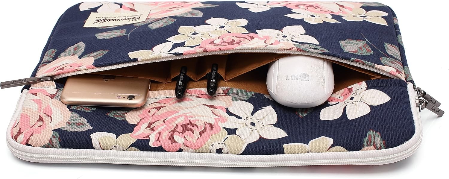 White Rose Pattern Laptop Sleeve 14 inch 14.0 inch Laptop Case Bag