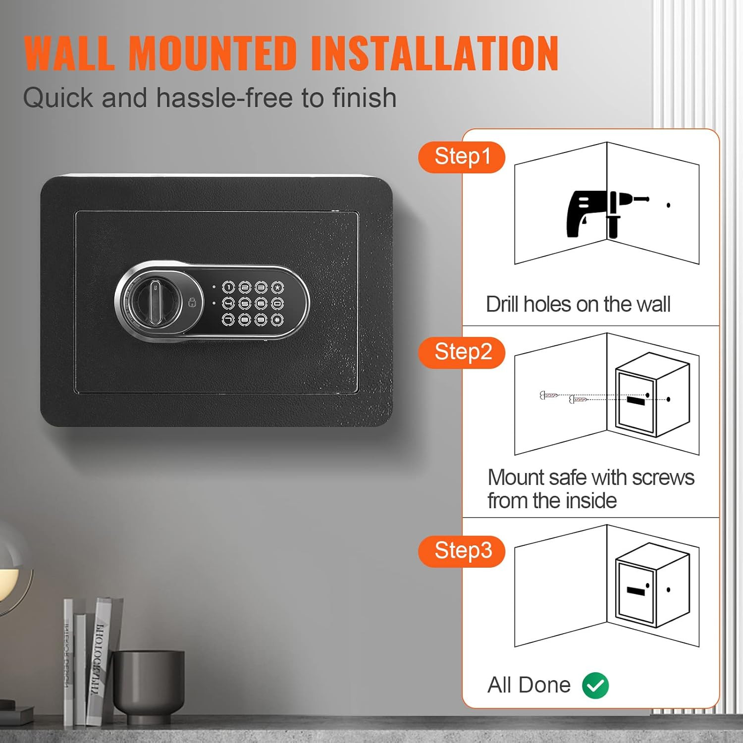 Compact Steel Security Safe with Digital Keypad for Home & Hotel Use