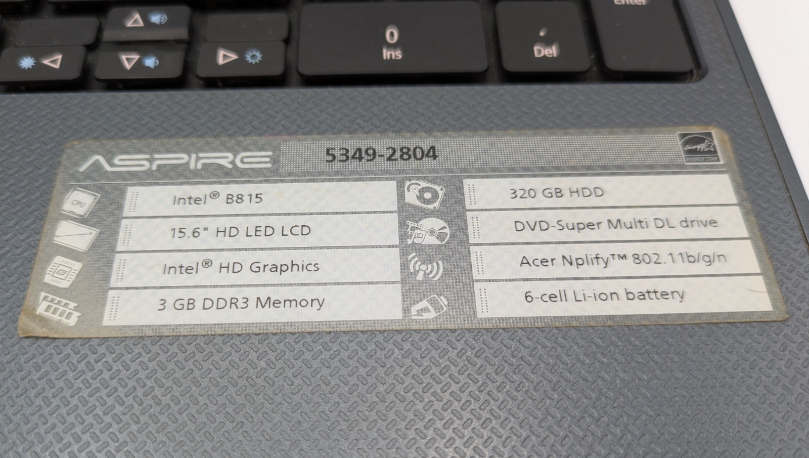Acer Aspire Celeron 1.6 GHz 3 GB DDR3 320 GB HDD 15.6″ Laptop 5349-2804 WORKS