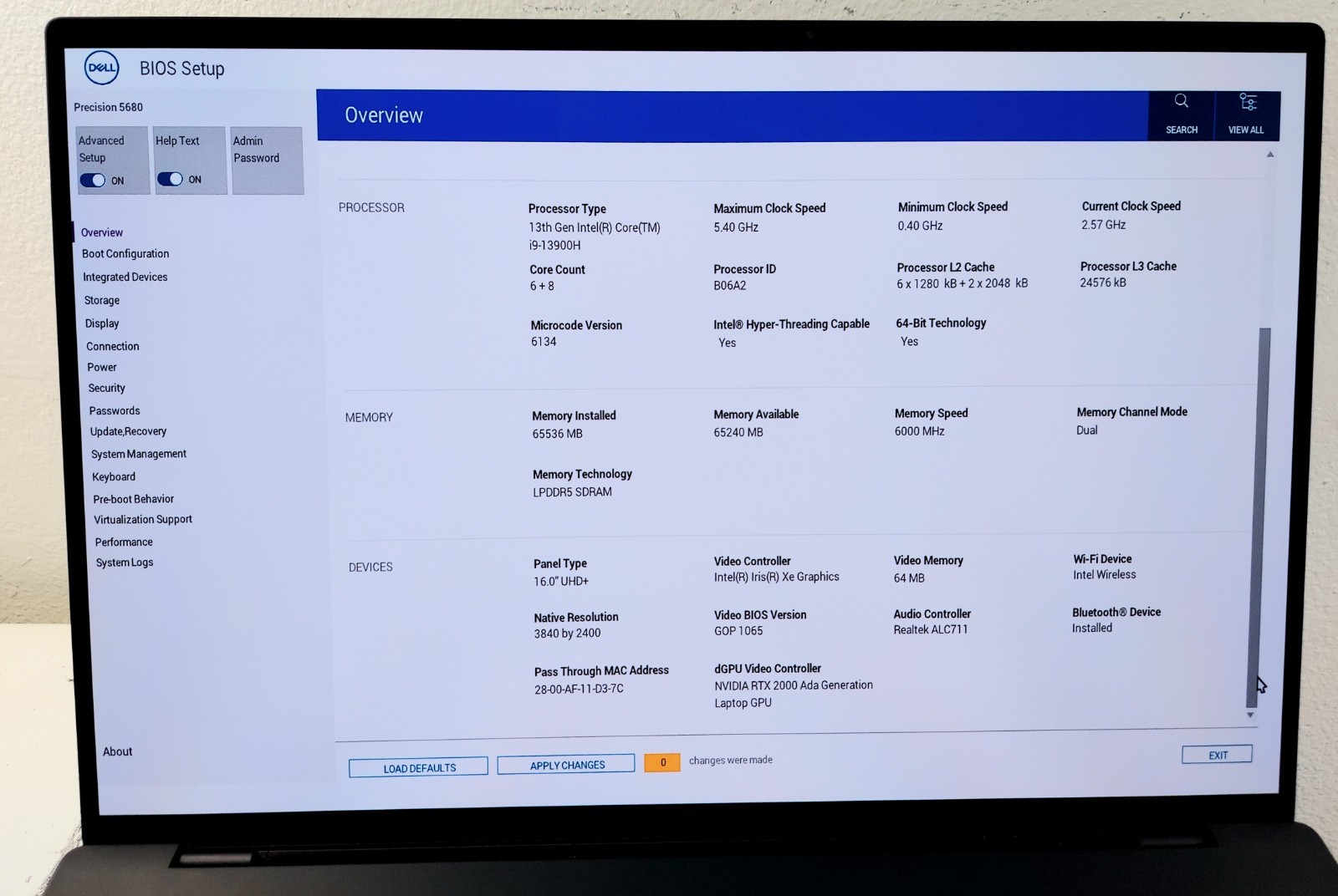 DELL PRECISION 5680 4K OLED I9-13900H 512GB SSD 64GB RAM RTX 2000 Ada WIN 11 PRO