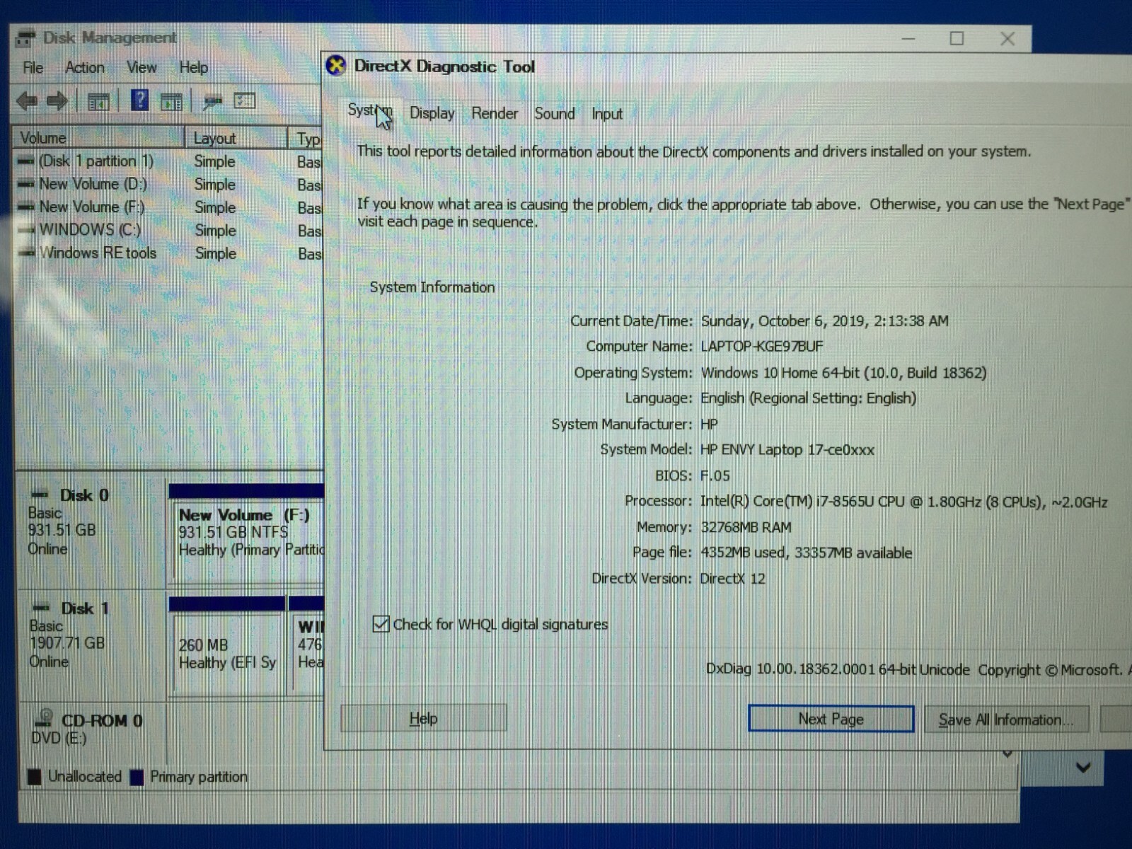 *Bad Batt* HP ENVY 17t-ce000 17.3″ Touch Laptop/i7-8565U/32G/1T HDD+2T SSD/MX250
