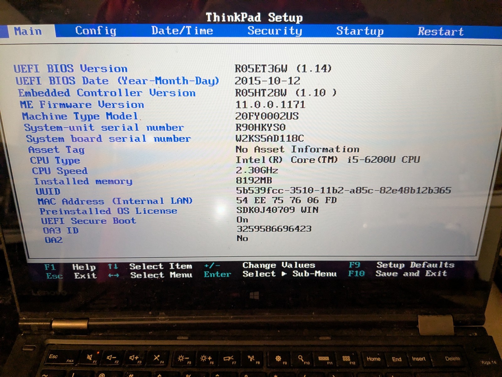 Lenovo ThinkPad Yoga 14 14″ i5-6200U 8GB 256GB SSD Win 10 Webcam USB-C