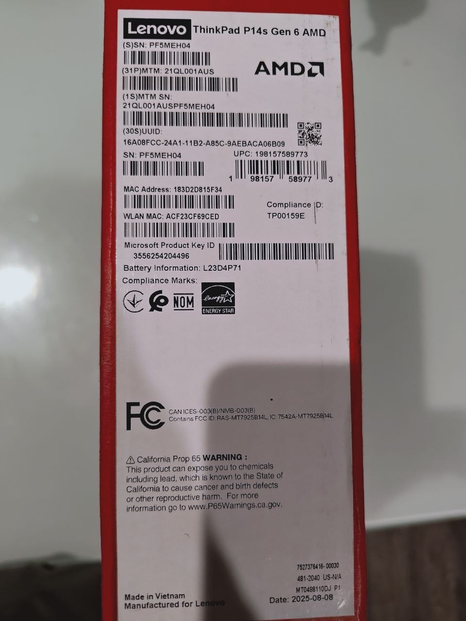 Lenovo ThinkPad P14s Gen 6 FHD+ 2.0GHz Ryzen AI 7 PRO 350 32GB 1TB SSD Excellent