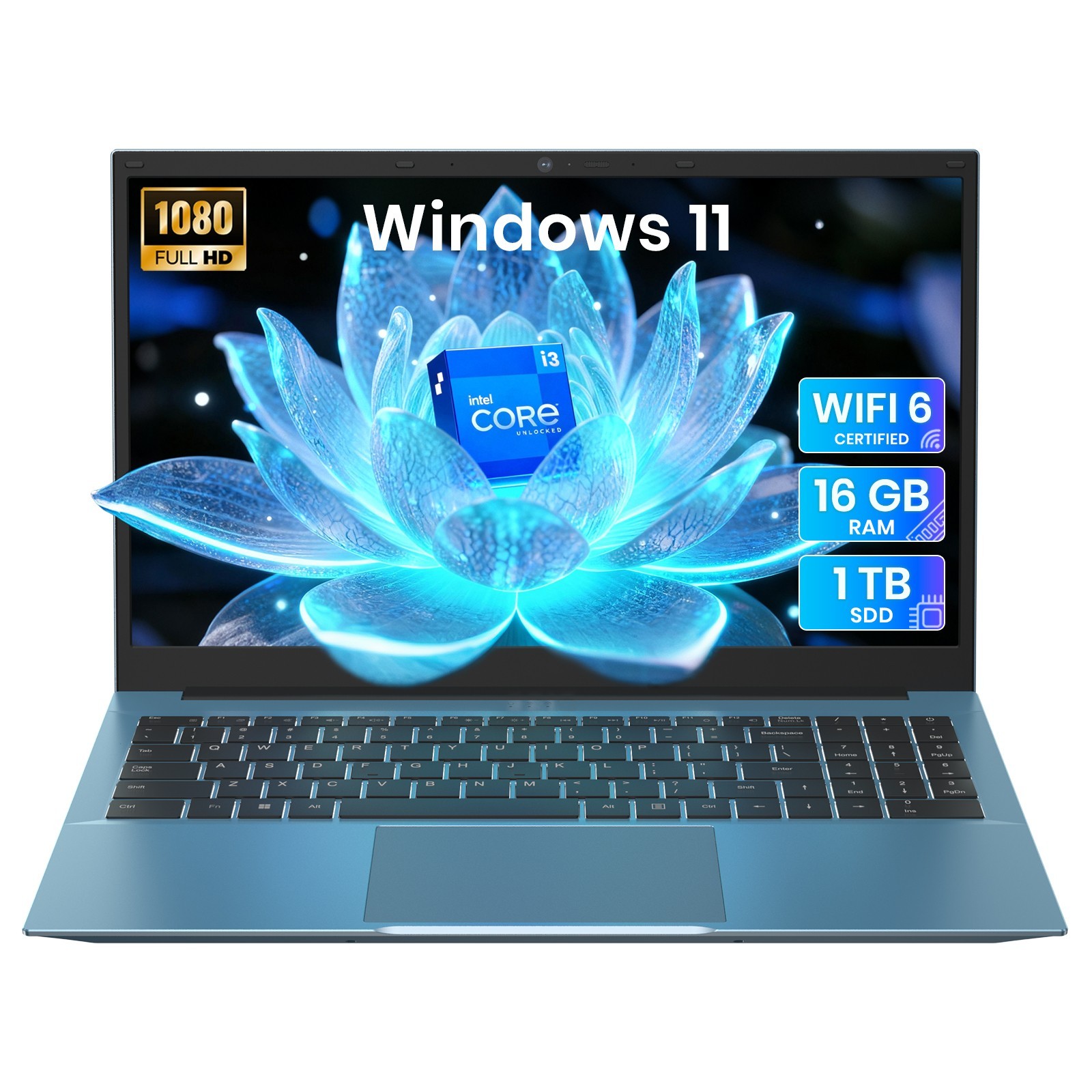 16GB RAM 1TB SSD Laptop, 15.6″ FHD, Intel Core i3, WIFI6, Windows 11, Backlit KB