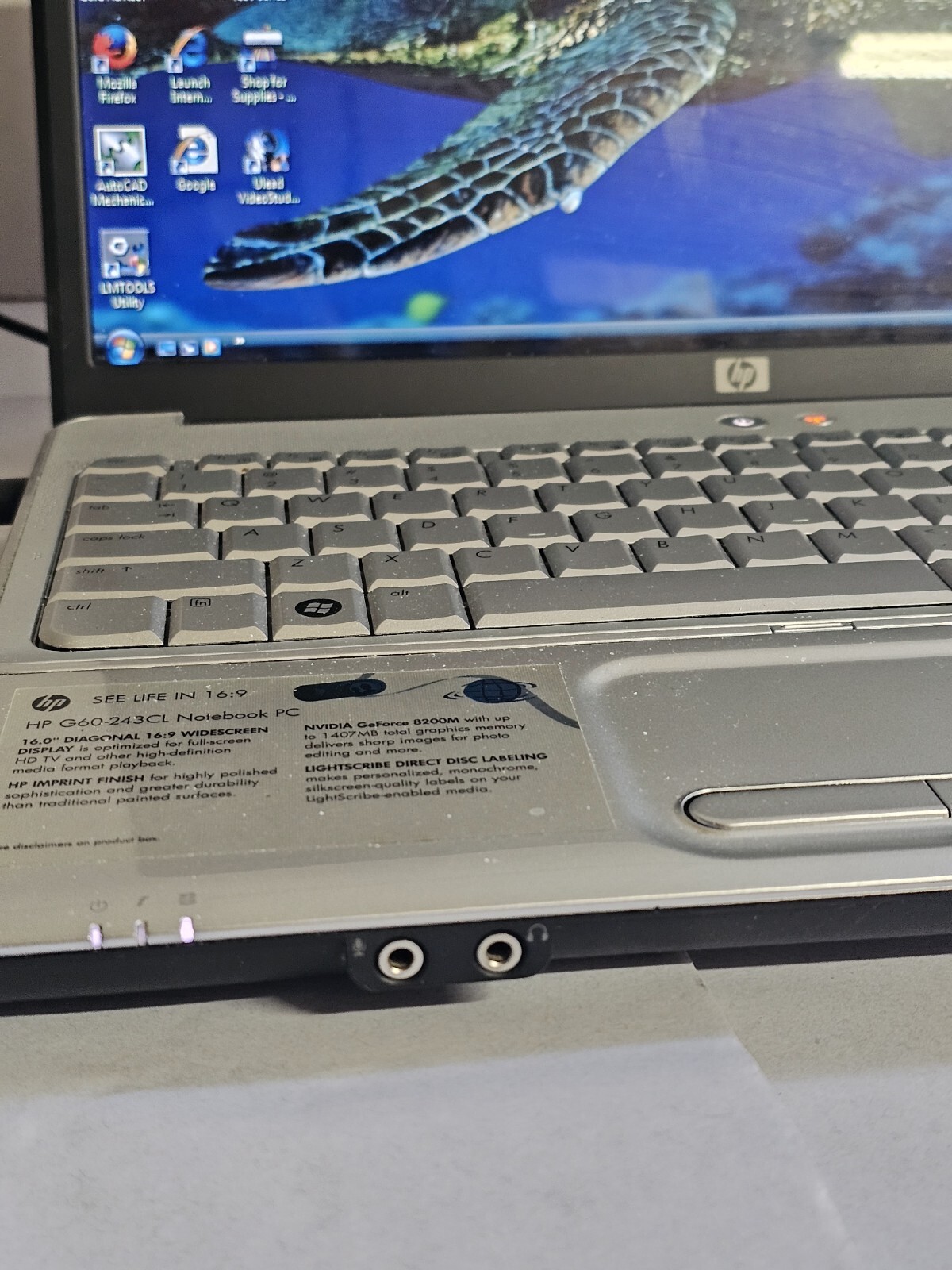 HP G60 Laptop 16″ Notebook AMD 3GB RAM 320GB HDD Windows w/ Charger TESTED WORKS