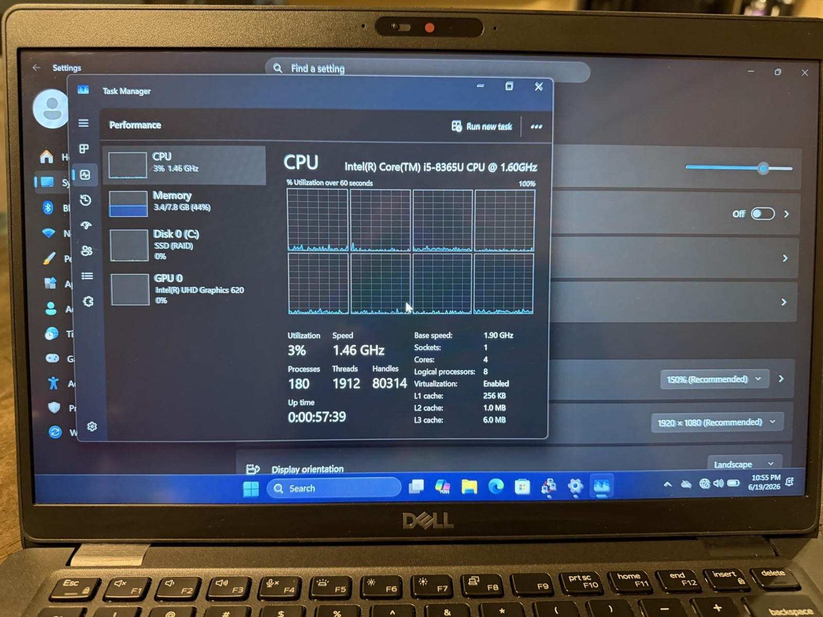 DELL LATITUDE 5400 INTEL CORE I5-8365U 8GB RAM 256GB NVME 14IN TOUCH CAM WIN11
