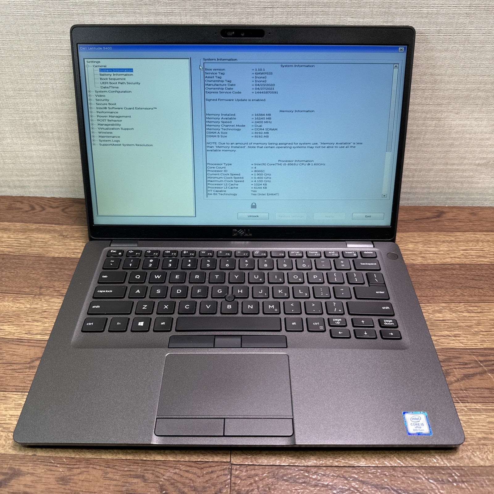 Dell Latitude 5400 14” Core i5-8365U 1.60GHz 256GB SSD 16GB RAM DDR4