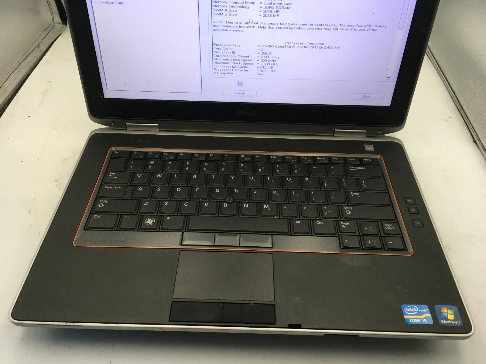 DELL LATITUDE E6420 – BOOTS TO BIOS/LOCKED – INTEL I5 2520M -4GB RAM- READ – BB!