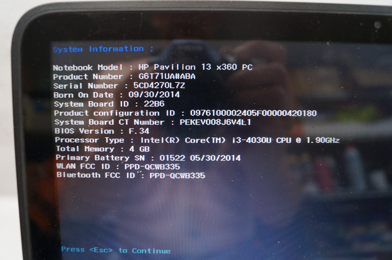 HP Pavilion 13 X360 13-A010DX 13″ 4GB Mem 1.9GHz Beats READ WORKING PoR D152