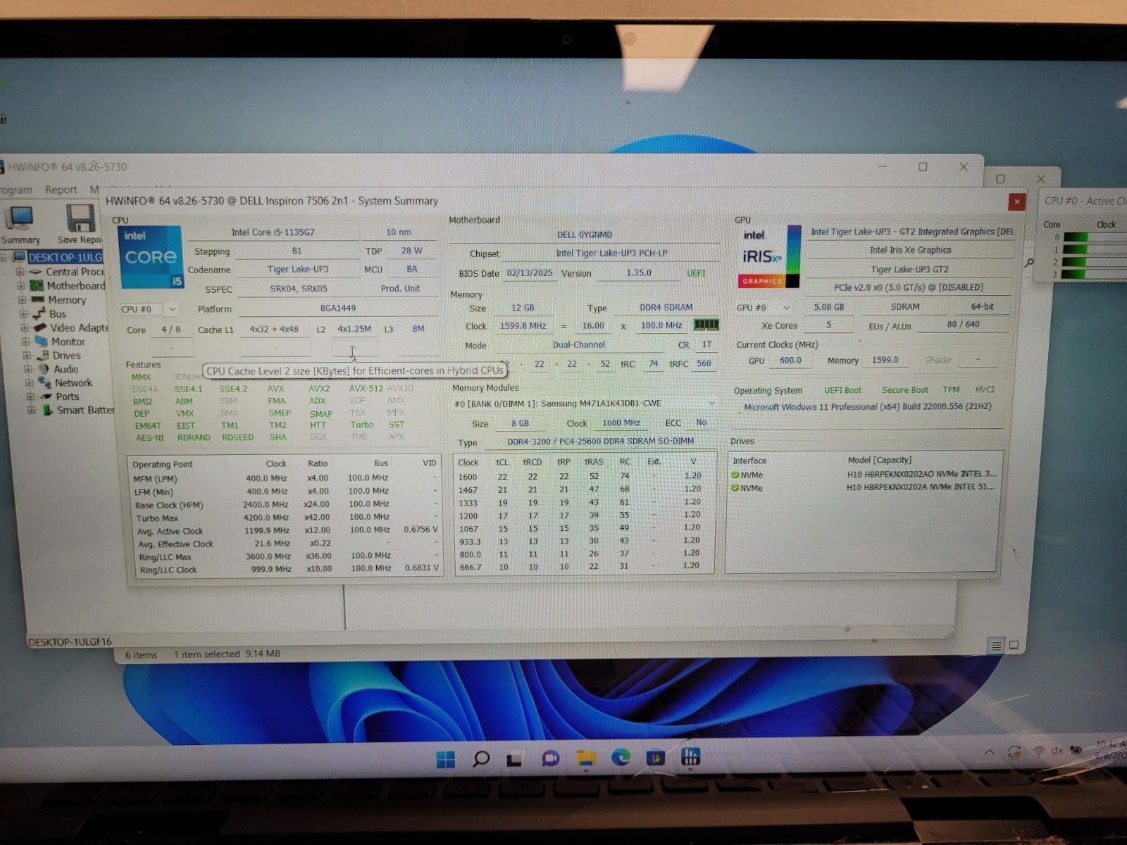 Dell inspiron 7506 2in1 broken i5-1135G7 2.4ghz 12 gb ram no ssd *parts BF91G63
