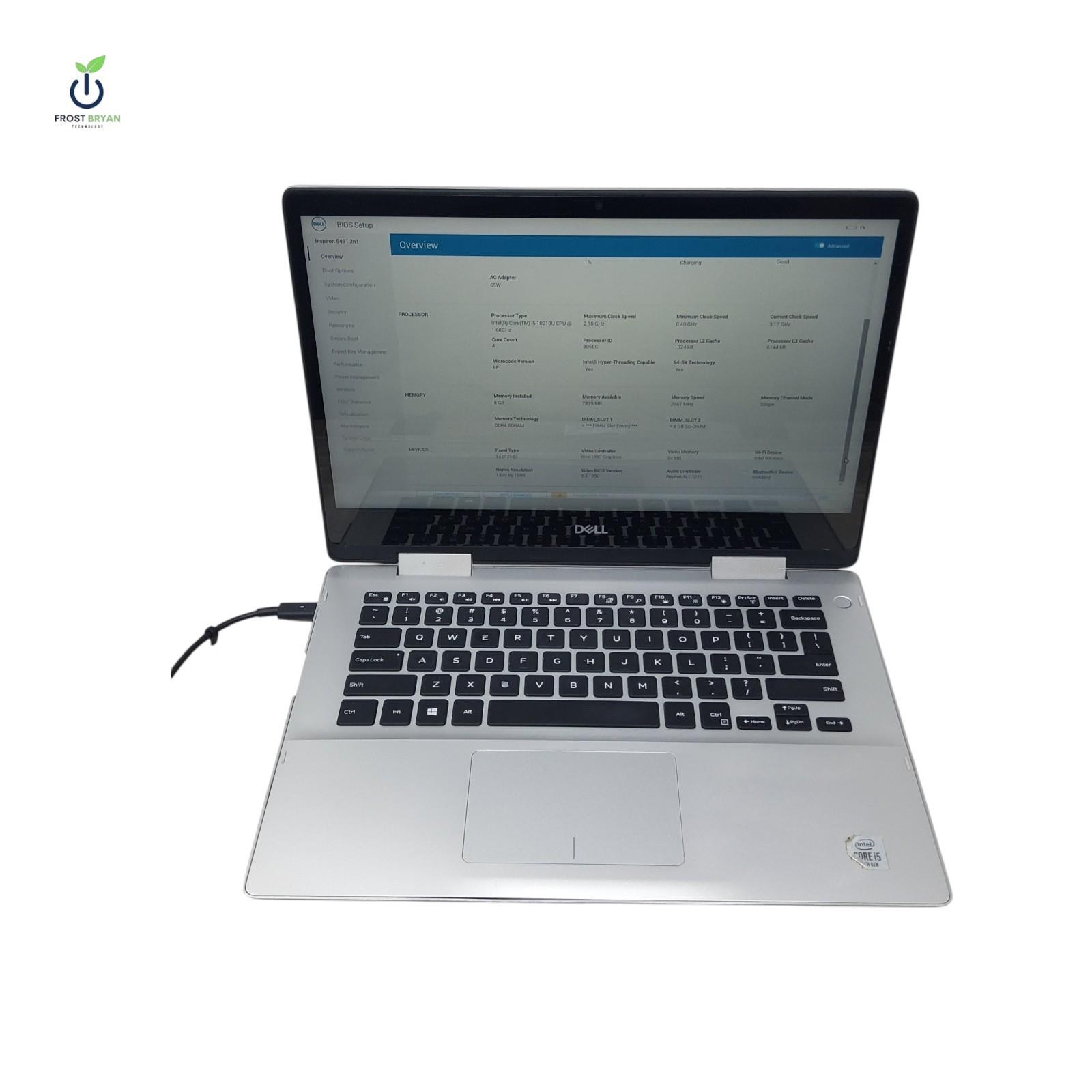 DELL Inspiron 5491 2n1 Laptop i5-10210U@1.60GHz 8GB 256GB No OS Grade C [READ]