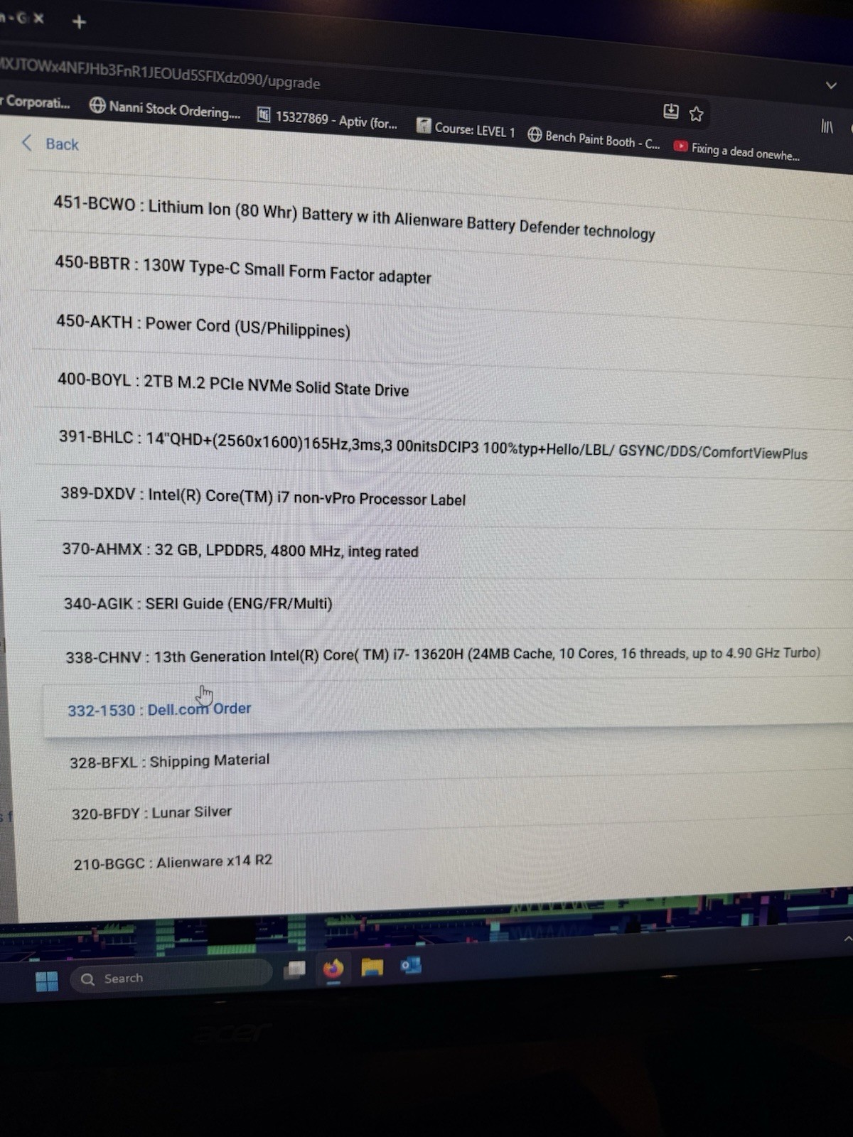 Dell Alienware X14 R2 165Hz QHD+ 2.4 GHz i7-13620H 32GB 2TB SSD RTX 4060