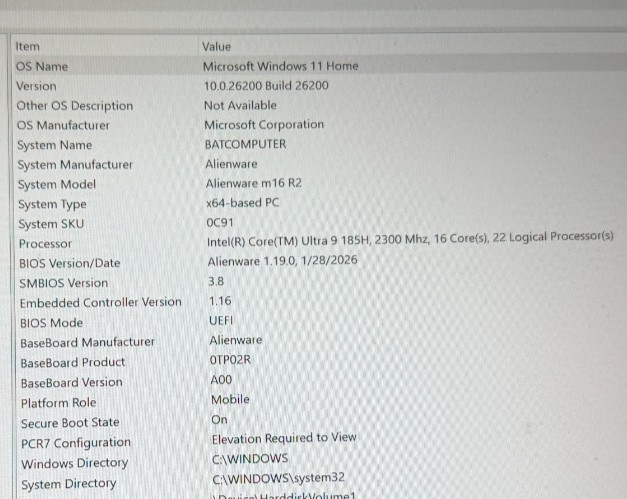 alienware m16 r2 ultra 9 185h 16 cores + Intel AI Boost