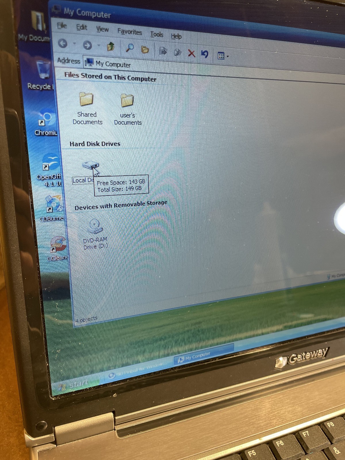 Gateway Laptop Mt3707 Windows XP 149GB HDD DVD Drive Tested & Working w/ Charger