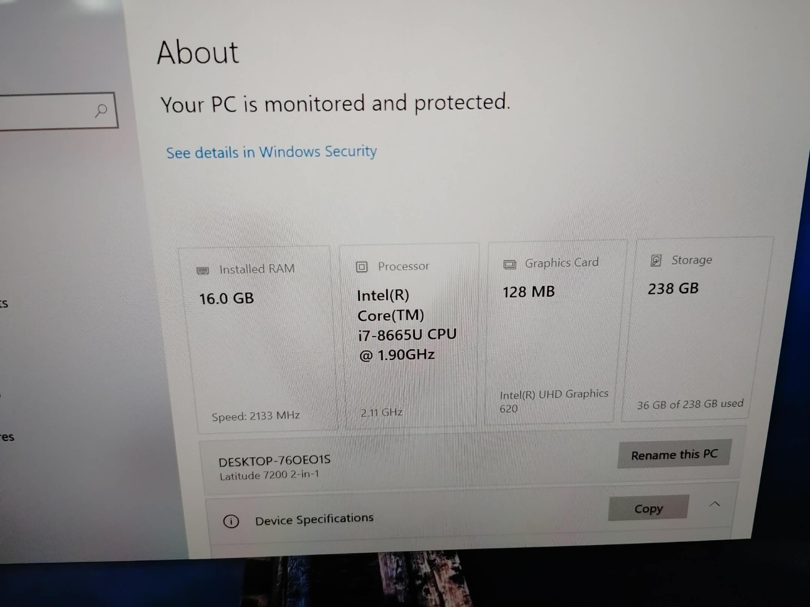 Dell GG42Y Latitude 7200 2 in 1 Laptop i7 8665U 1.9GHz 16GB 256GB FHDTouchscreen