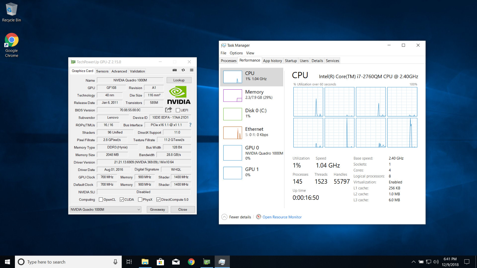 ThinkPad W520 i7-2860QM 16GB 500GB HD NVIDIA Quadro Win 10 Office 2019 Pro