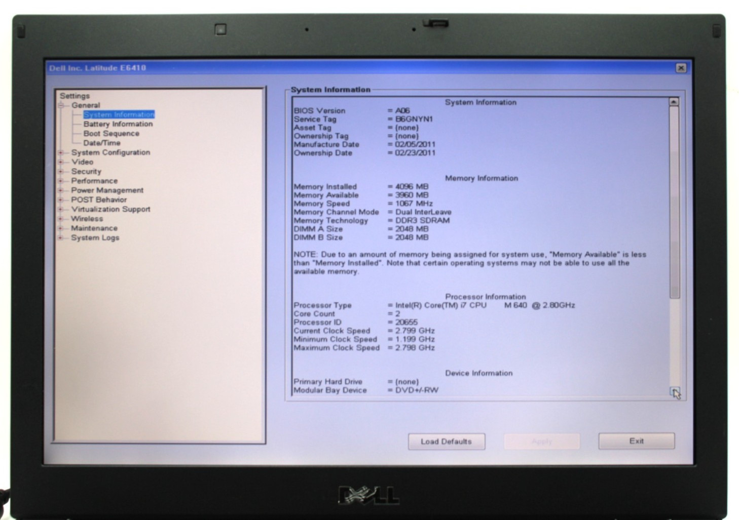 Dell Latitude E6410 i7-920@2.66GHz 4GB DDR3 NO STORAGE OR OS *USED/TESTED*