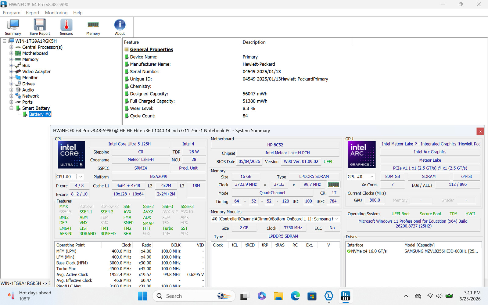 HP Elite x360 1040 G11 2-in-1 14″ FHD+ Touch ULTRA 5 125H 256GB 16GB W11P WTY