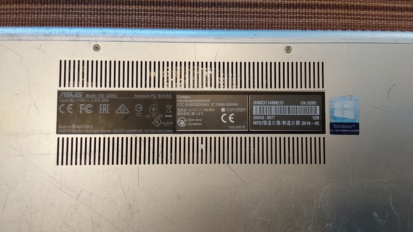ASUS Q505UA-BI5T7 Laptop Intel Core I5-8250U 1.60GHz, 1TB HDD, 12GB RAM, WIN 11