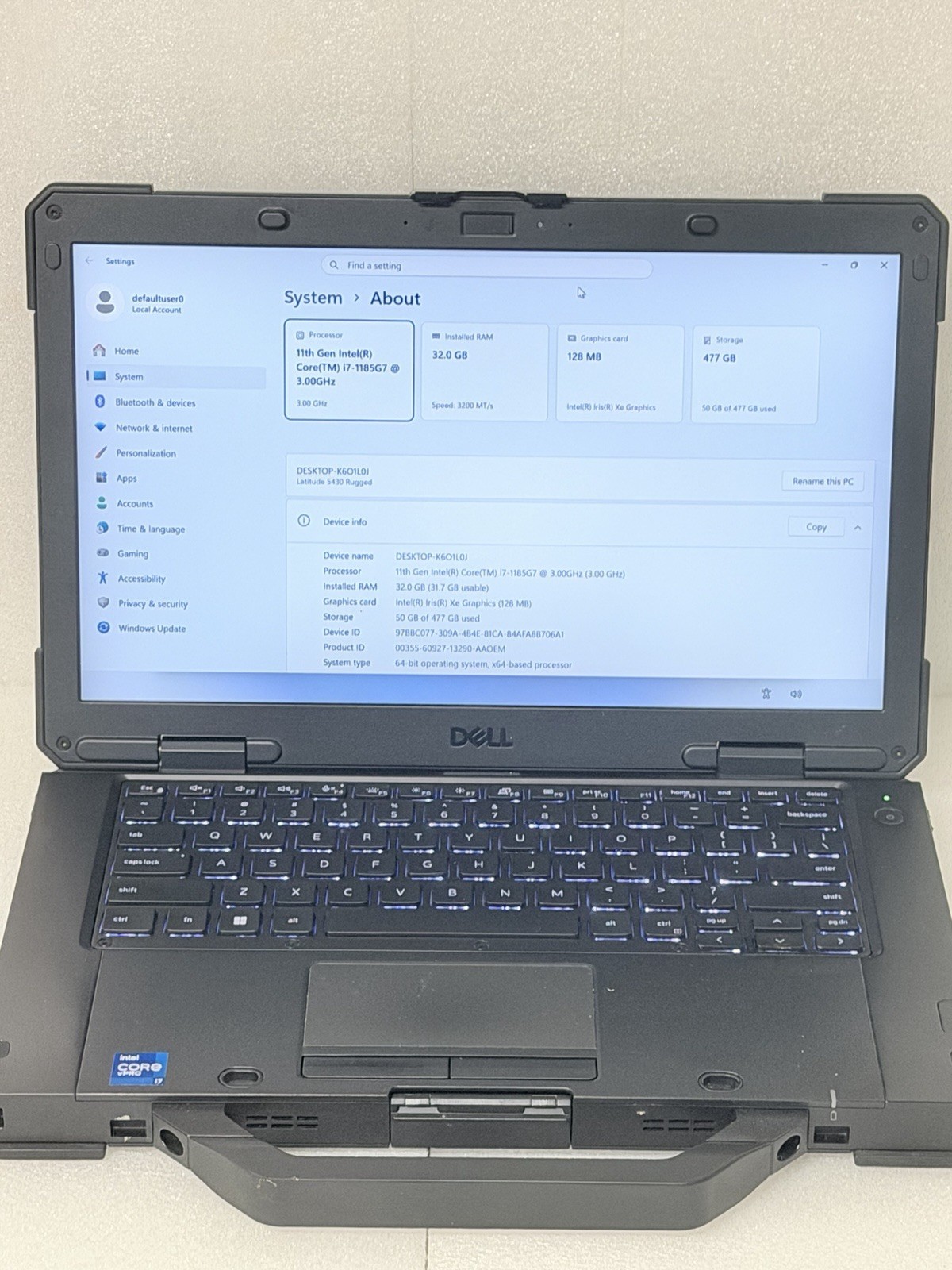 Dell Latitude 5430 Rugged i7 1185G7 – 32GB Ram- 512 GB NVMe – Windows 11 Pro