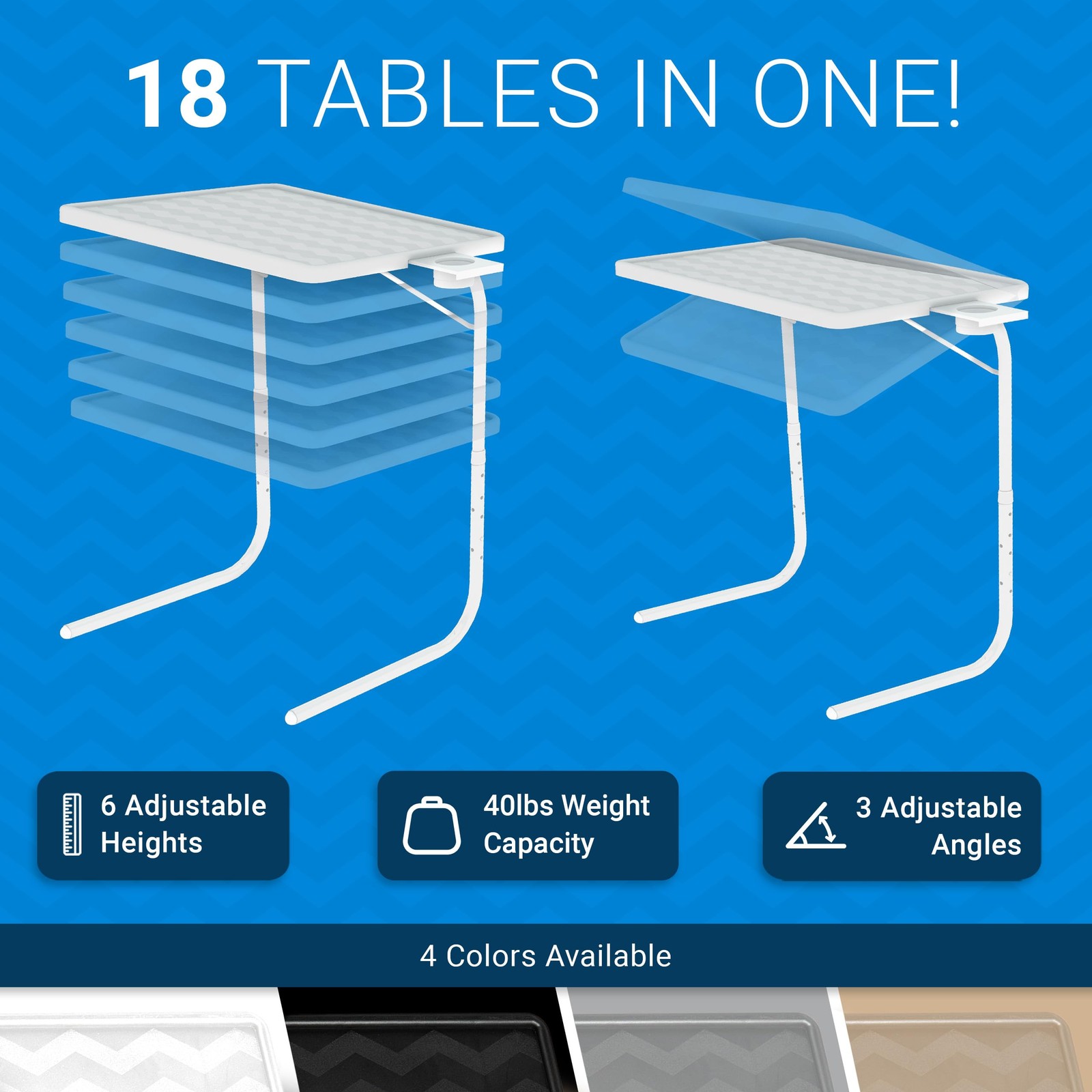 Table-Mate TV Tray Table | Portable Desk Folding Dinner Tray, Couch Table Trays